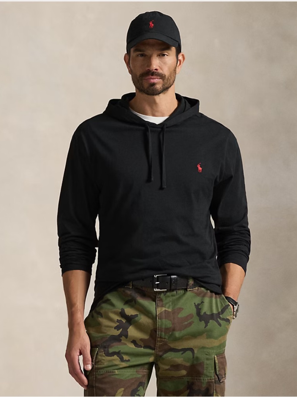 Polo Ralph Lauren Lightweight Cotton Hoodie Black Size Large